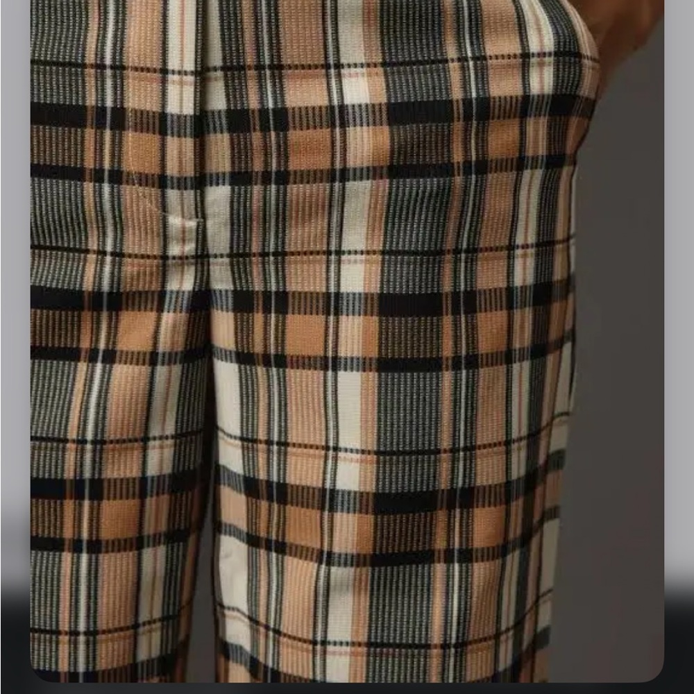 Maeve Checkered Wide Leg Trousers in Black and Cream - Picture 2 of 7